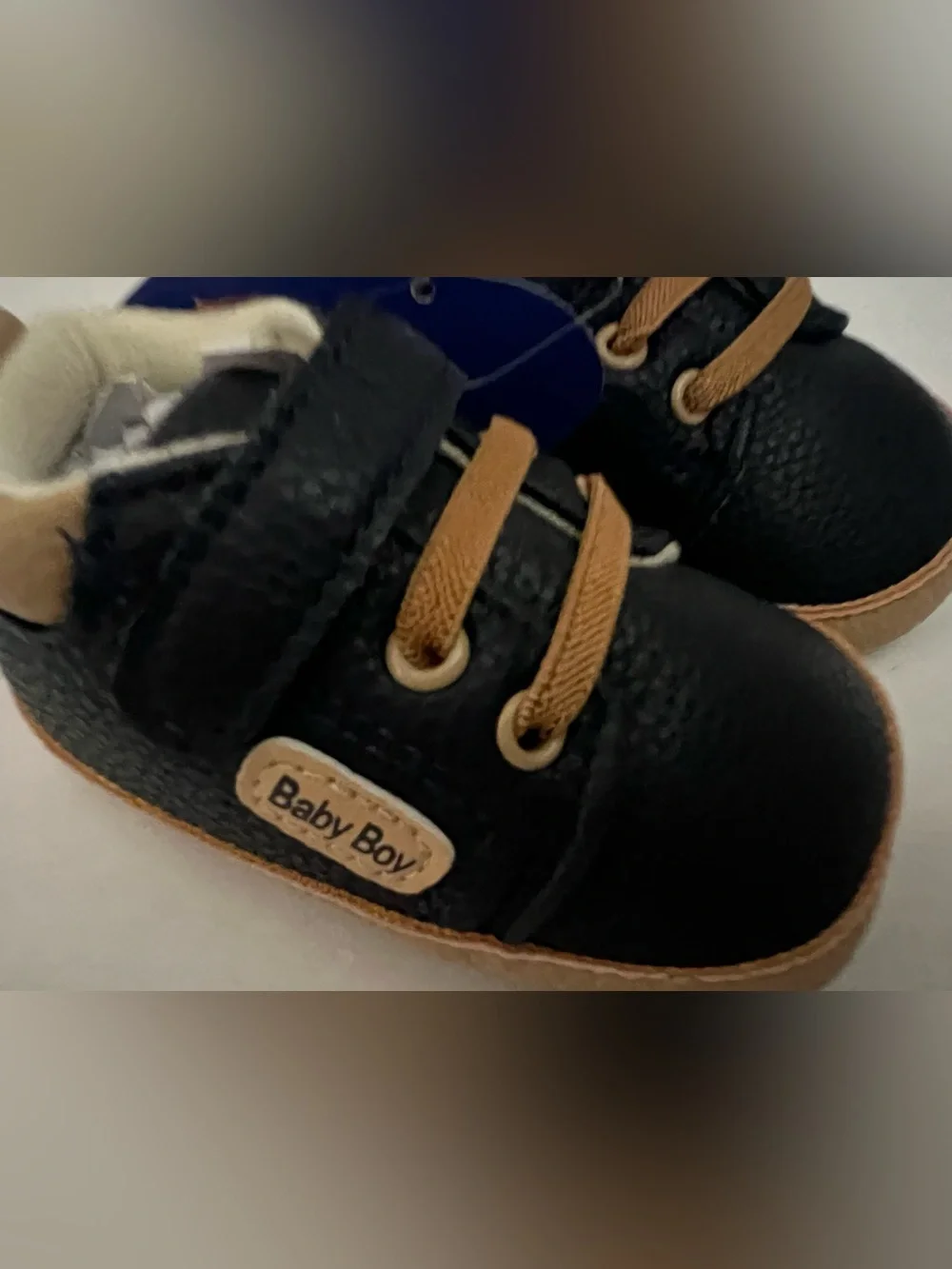 Baby Walker Shoes - Black with Tan Accents